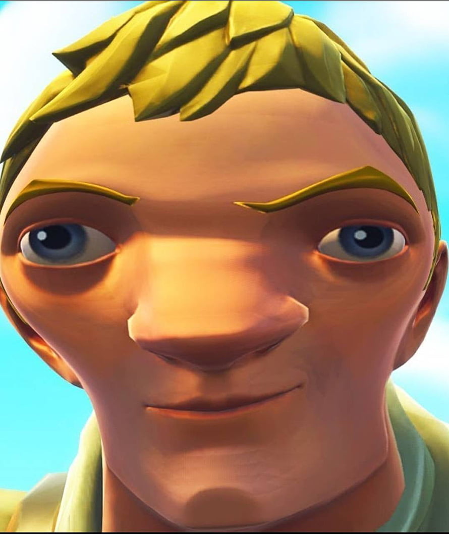 Fortnite Default Character Close-Up Portrait with Stylized 3D Render and Blue Sky Background HD phone wallpaper