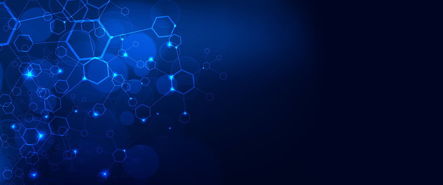 Abstract Blue Hexagonal Molecular Network Structure With Glowing Nodes On Dark Background HD wallpaper