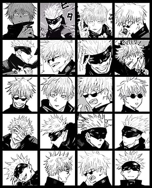Satoru Gojo Jujutsu Kaisen Black and White Manga Panel Collage HD phone wallpaper