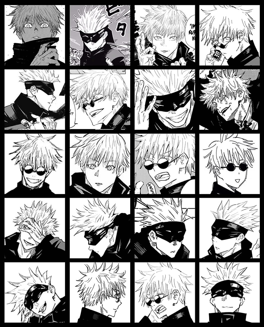Satoru Gojo Jujutsu Kaisen Black and White Manga Panel Collage HD phone wallpaper
