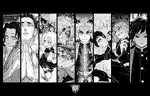 Demon Slayer Hashira Black and White Manga Panel Art, Demon Slayer Manga , Demon Slayer Black And White HD wallpaper