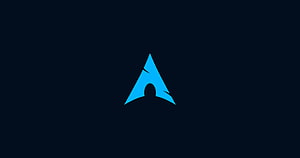 Arch Linux Minimalist Cyan Arrow Logo on Dark Navy Background HD wallpaper