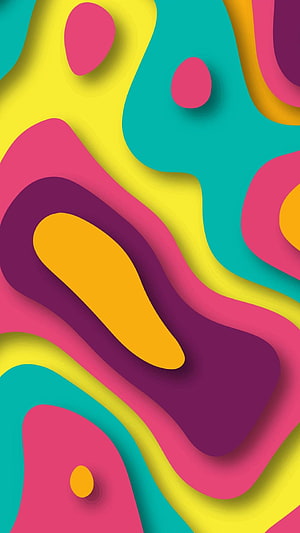 Vibrant Abstract 3D Paper Cutout Design with Layered Organic Shapes HD phone wallpaper