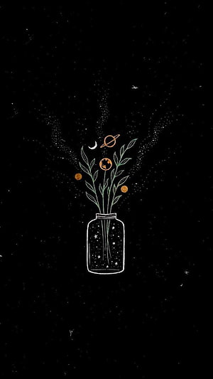 Mystical Space Universe In A Jar With Planets And Stars Illustration HD phone wallpaper