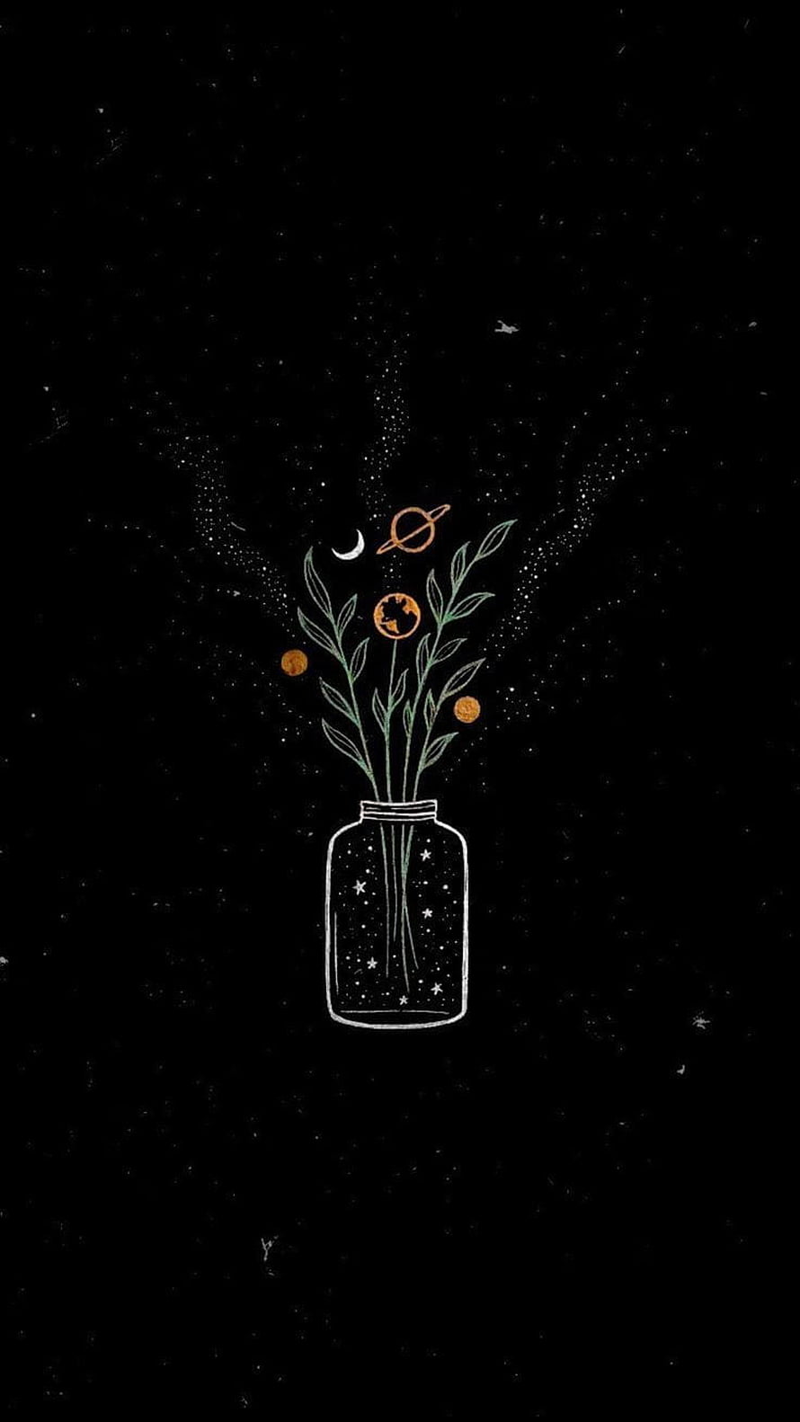 Mystical Space Universe In A Jar With Planets And Stars Illustration HD phone wallpaper