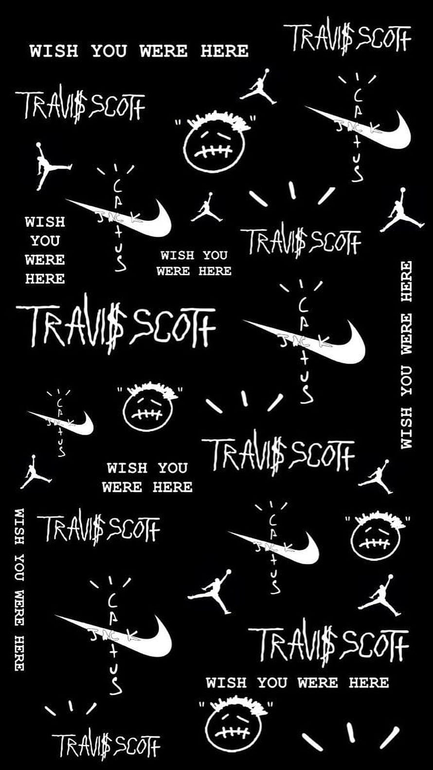 Travis Scott Astroworld Wish You Were Here Black And White Pattern Wallpaper HD phone wallpaper