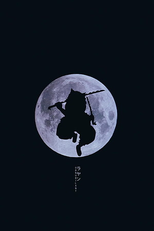 Silhouette of Obanai Iguro from Demon Slayer Flying Before Full Moon HD phone wallpaper
