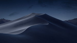 macOS Mojave Default Wallpaper Featuring Dark Desert Dunes Under a Starry Night Sky HD wallpaper