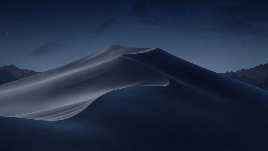 macOS Mojave Default Wallpaper Featuring Dark Desert Dunes Under a Starry Night Sky HD wallpaper
