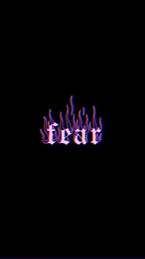 Gothic Fear Typography with Neon Glitch Effect on Black Background HD phone wallpaper