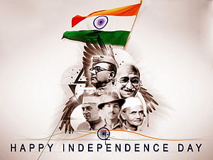 India Independence Day Tribute Featuring National Heroes and Tricolor Flag HD wallpaper