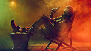 Rajinikanth Darbar Movie Poster With Dramatic Smoke And Neon Lighting HD wallpaper