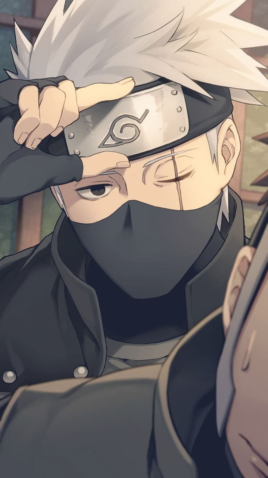 Kakashi Hatake Winking Anime Character Portrait HD phone wallpaper