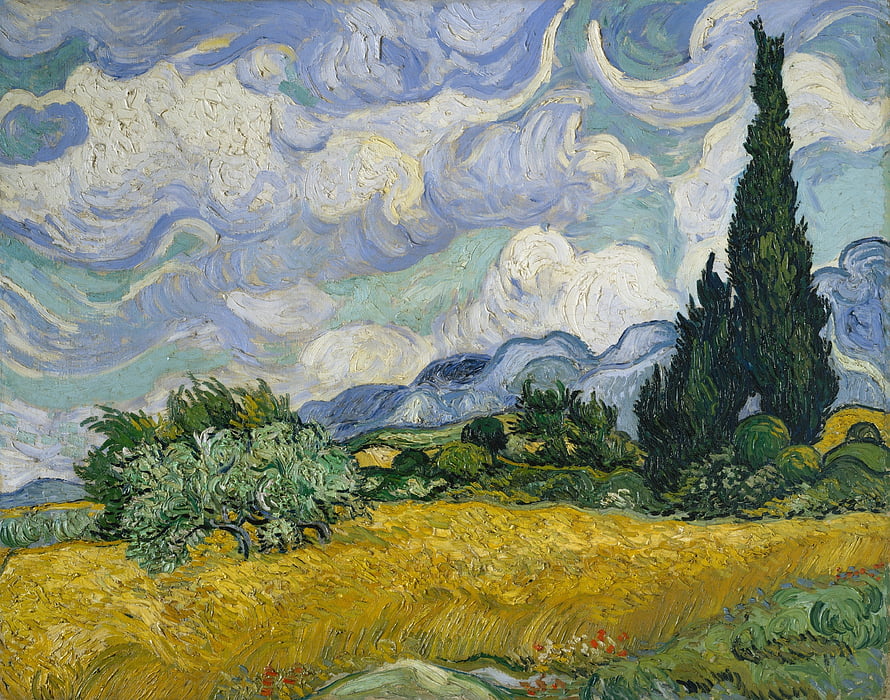 Vincent Van Gogh Wheat Field With Cypresses Oil Painting Landscape HD wallpaper