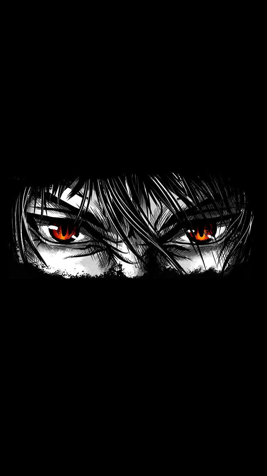 Anime Character With Glowing Red Eyes And Dark Hair In Shadows HD phone wallpaper