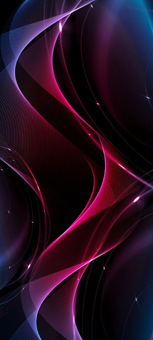 Abstract Neon Wave Digital Art with Vibrant Pink and Blue Light Streaks on Dark Background HD phone wallpaper