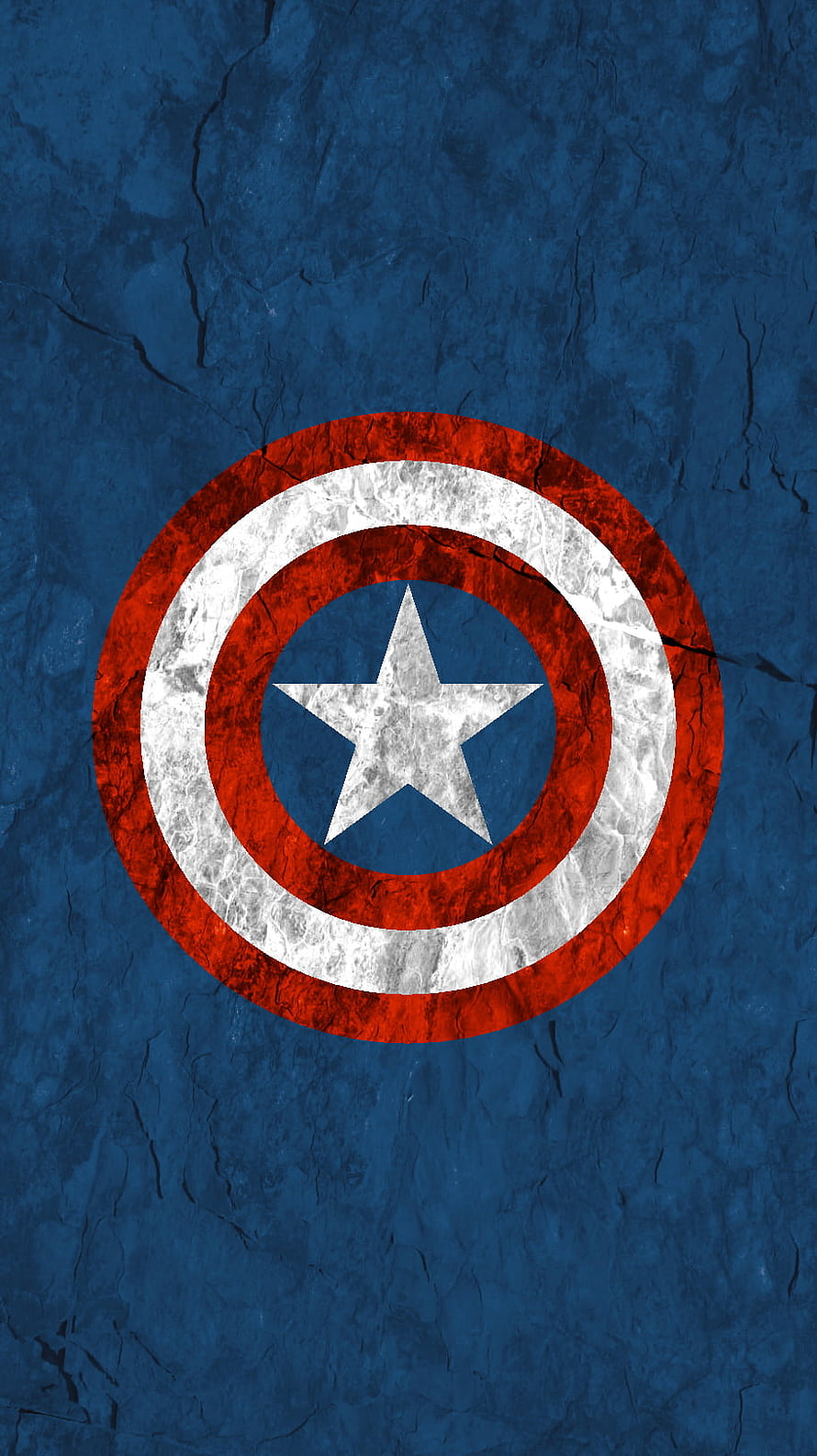 Captain America Shield Emblem on Cracked Blue Concrete Wall HD phone wallpaper