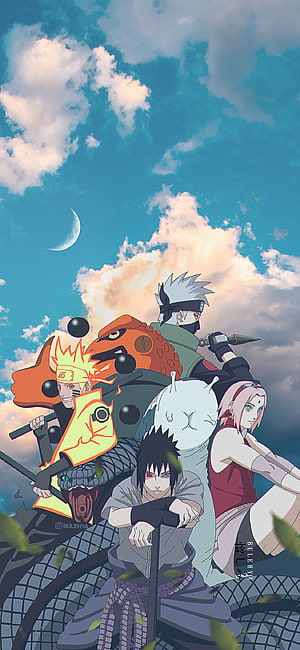 Naruto Shippuden Team 7 and Kakashi anime wallpaper with sky background HD phone wallpaper