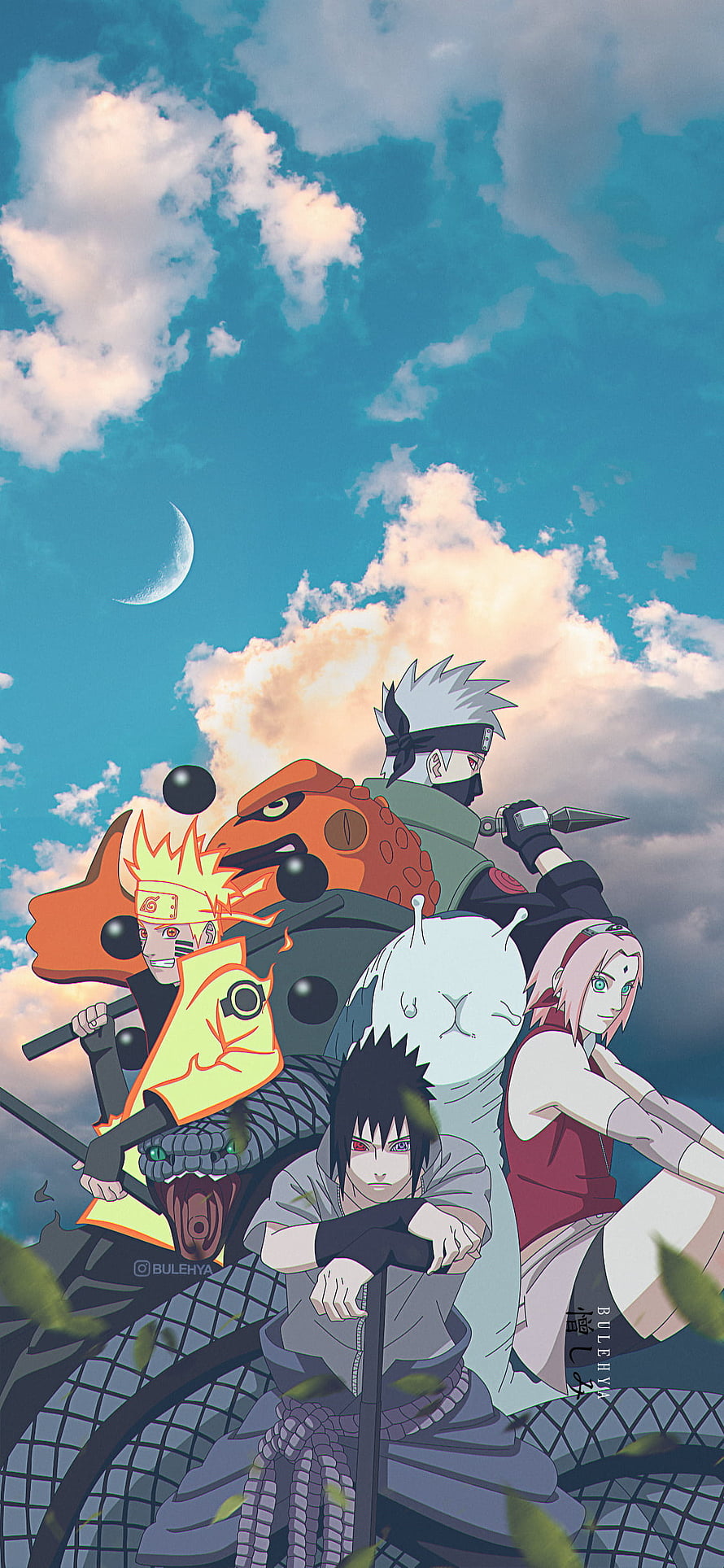 Naruto Shippuden Team 7 and Kakashi anime wallpaper with sky background HD phone wallpaper