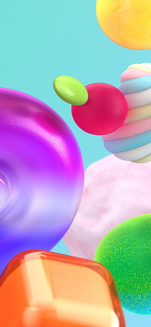 Colorful 3D Abstract Shapes and Pastel Spheres Wallpaper HD phone wallpaper