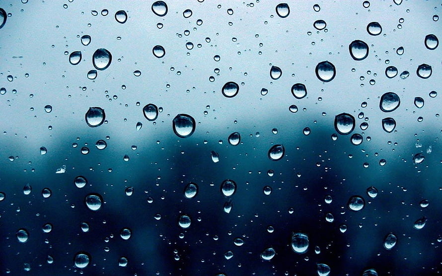 Raindrops on a Glass Window with a Moody Blue Gradient Background HD wallpaper