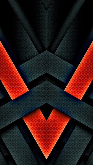Abstract Geometric Wallpaper With Orange And Black Hexagonal Tech Pattern HD phone wallpaper
