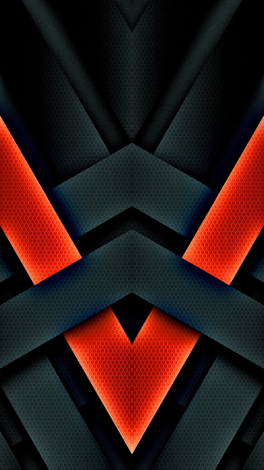 Abstract Geometric Wallpaper With Orange And Black Hexagonal Tech Pattern HD phone wallpaper