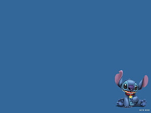 Stitch from Lilo and Stitch Sitting on a Solid Blue Background HD wallpaper