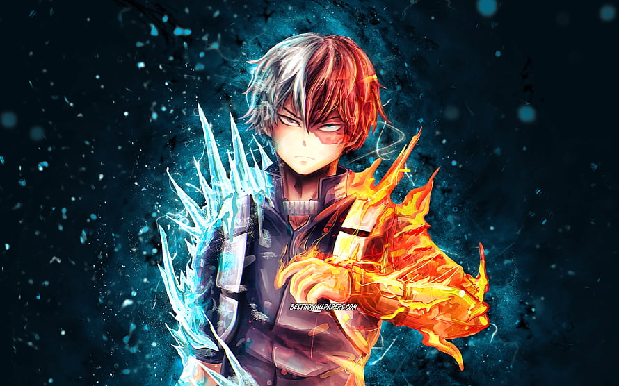 Shoto Todoroki from My Hero Academia wielding ice and fire powers anime wallpaper HD wallpaper