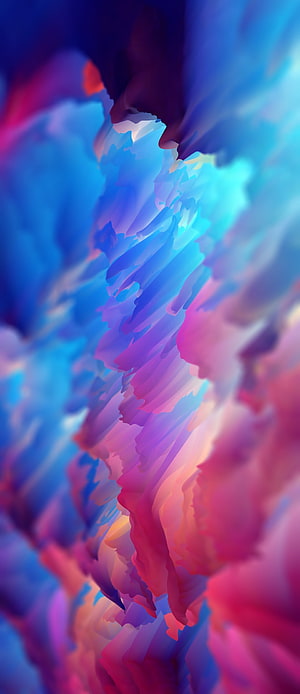 Abstract 3D Render of Flowing Neon Blue and Pink Liquid Waves HD phone wallpaper