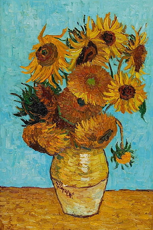 Vincent van Gogh Sunflowers in a Vase Oil Painting Art Print HD phone wallpaper