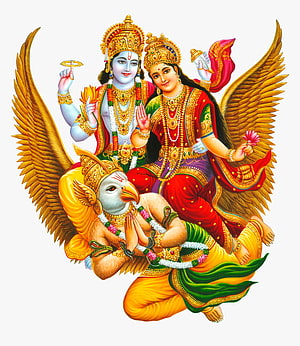 Lakshmi Narayan and Garuda Divine Illustration in Traditional Indian Art Style HD phone wallpaper