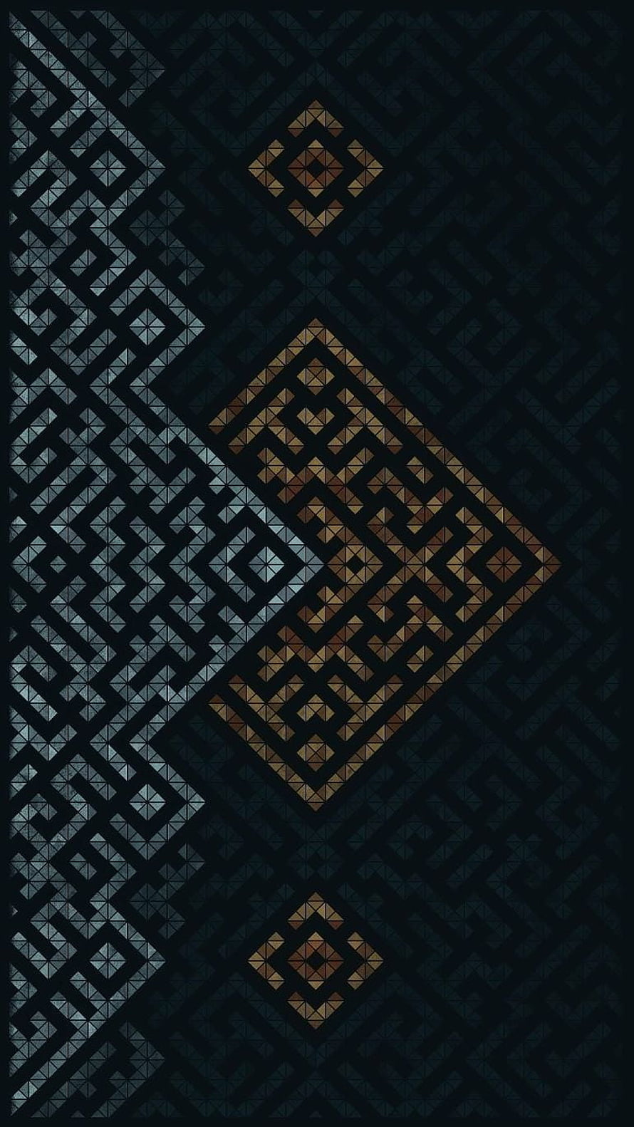 Abstract Geometric Pattern With Triangular Tessellation In Dark Blue And Bronze HD phone wallpaper