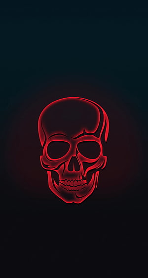 Glowing Red Skull Vector Art on Dark Background HD phone wallpaper