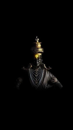 Dark Portrait of Lord Shiva with Glowing Third Eye and Golden Crown HD phone wallpaper