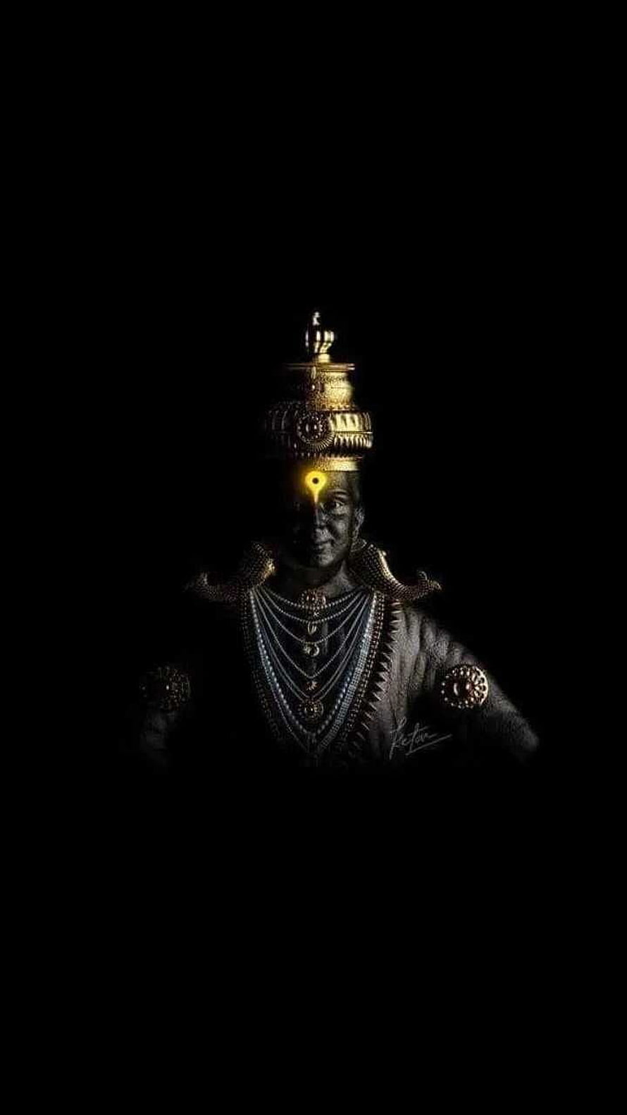 Dark Portrait of Lord Shiva with Glowing Third Eye and Golden Crown HD phone wallpaper
