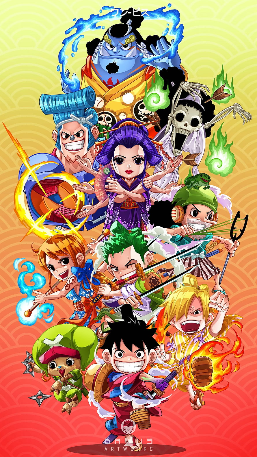 One Piece Straw Hat Crew in Traditional Japanese Festival Attire Anime Wallpaper HD phone wallpaper