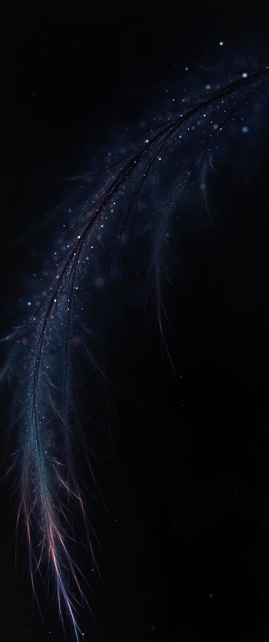 Ethereal Blue Feather With Glowing Stardust On Dark Background HD phone wallpaper