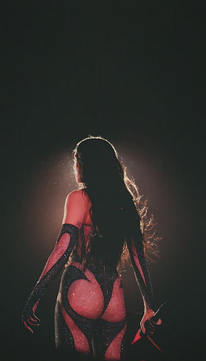Dua Lipa Backlit Stage Performance in Sparkling Black Mesh Outfit HD phone wallpaper