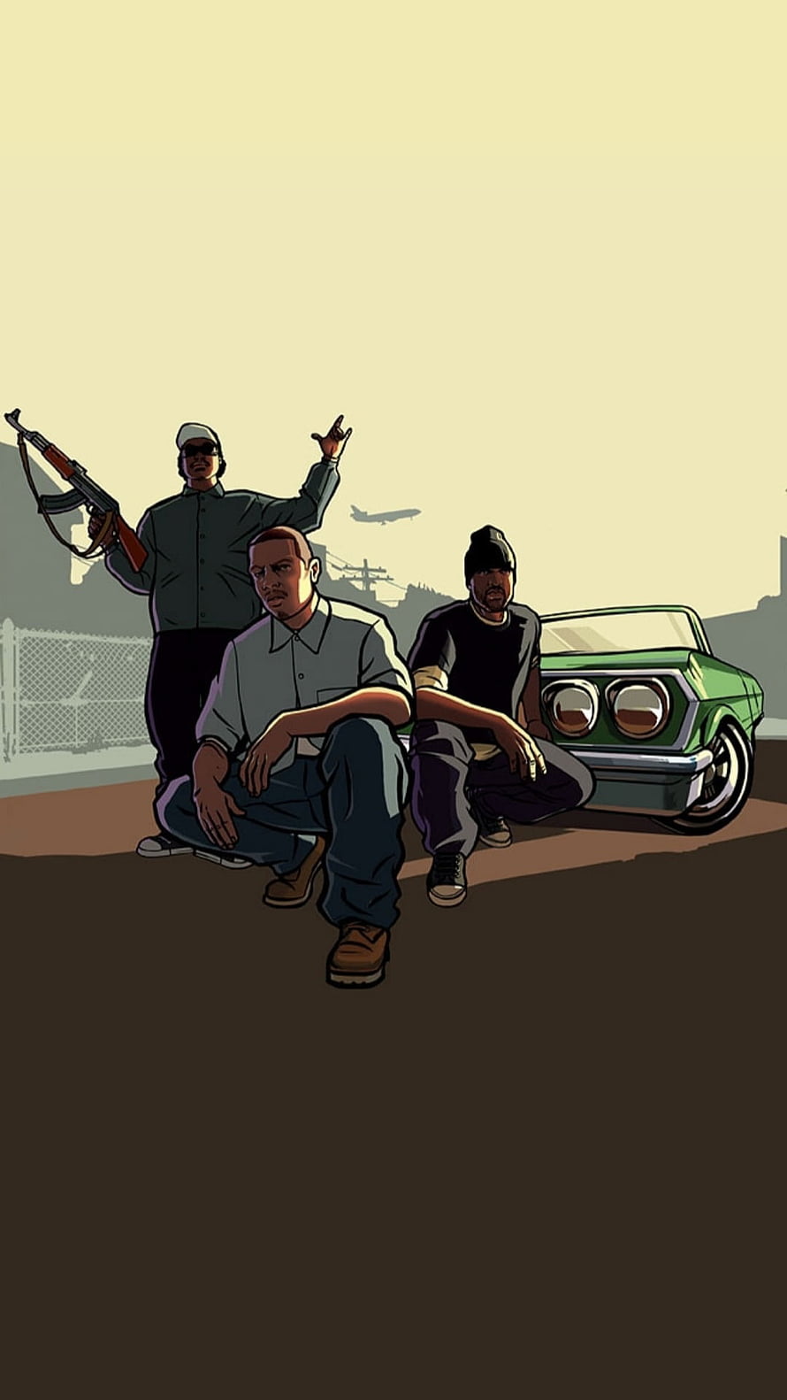 GTA San Andreas CJ and Grove Street Families Illustration HD phone wallpaper