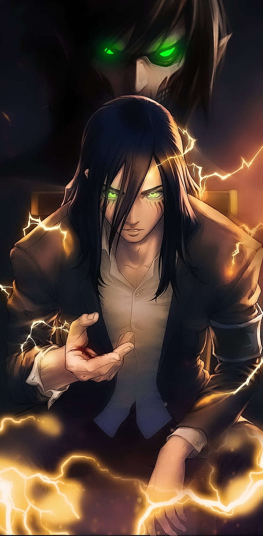 John Constantine with glowing green eyes and lightning magic HD phone wallpaper