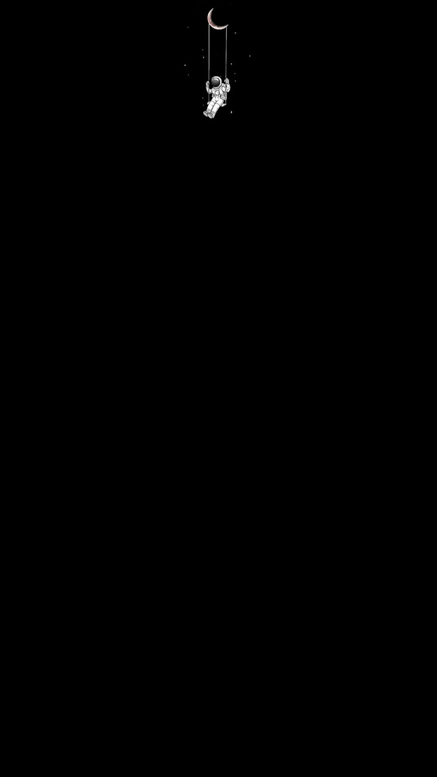 Astronaut Swinging on a Crescent Moon in Deep Space HD phone wallpaper
