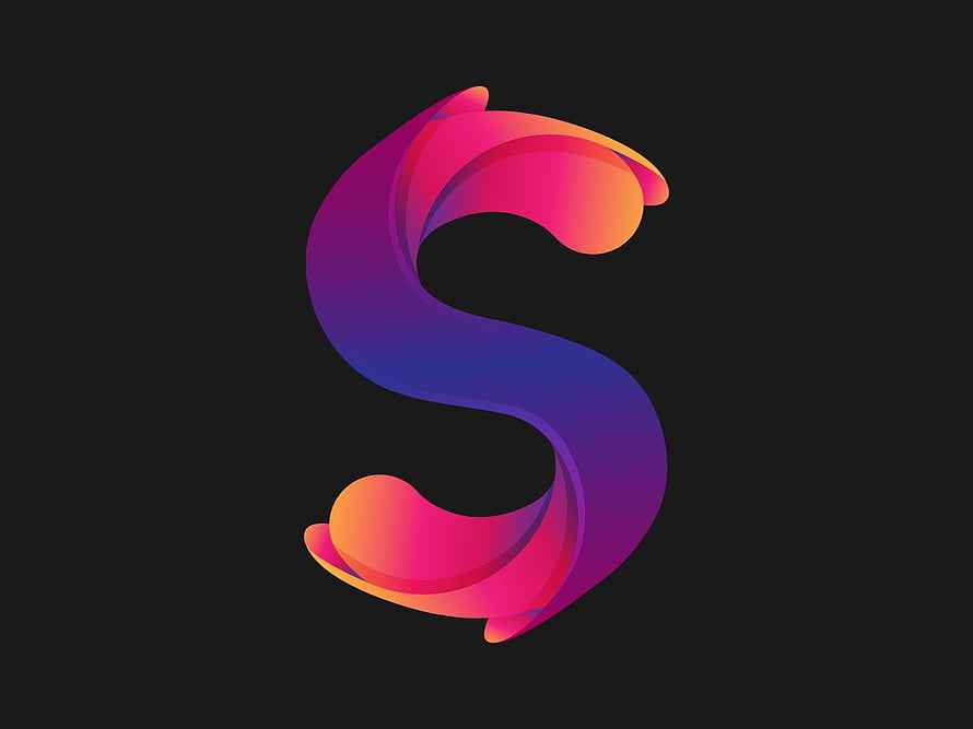 Vibrant Gradient Letter S Logo Design on Dark Background HD wallpaper