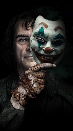 Joker Mask and Man Portrait in Dark Cinematic Style, Joker , mask man HD phone wallpaper