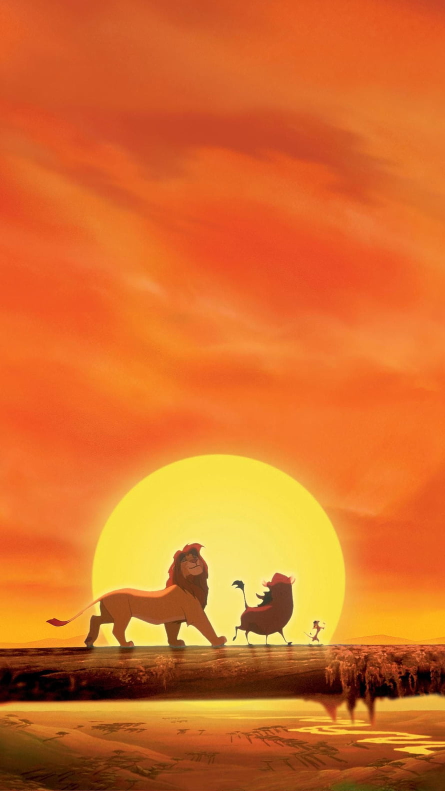 The Lion King Animated Scene With Simba And Mufasa Silhouetted Against A Golden Sunset Over The African Savanna HD phone wallpaper
