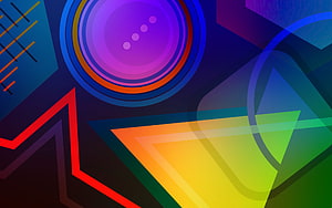 Vibrant Abstract Geometric Shapes With Neon Colors And Overlapping Triangles HD wallpaper