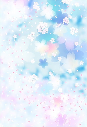 Dreamy Pastel Cherry Blossom Petals on Soft Blue and Pink Gradient Background HD phone wallpaper