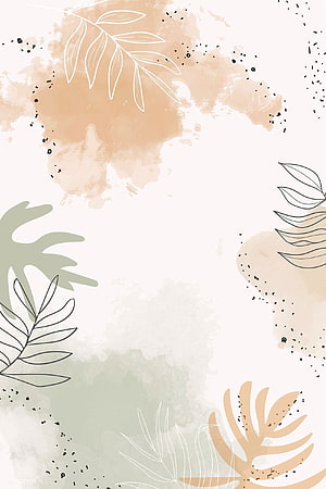 Minimalist Tropical Leaves Watercolor Background with Abstract Splatter HD phone wallpaper