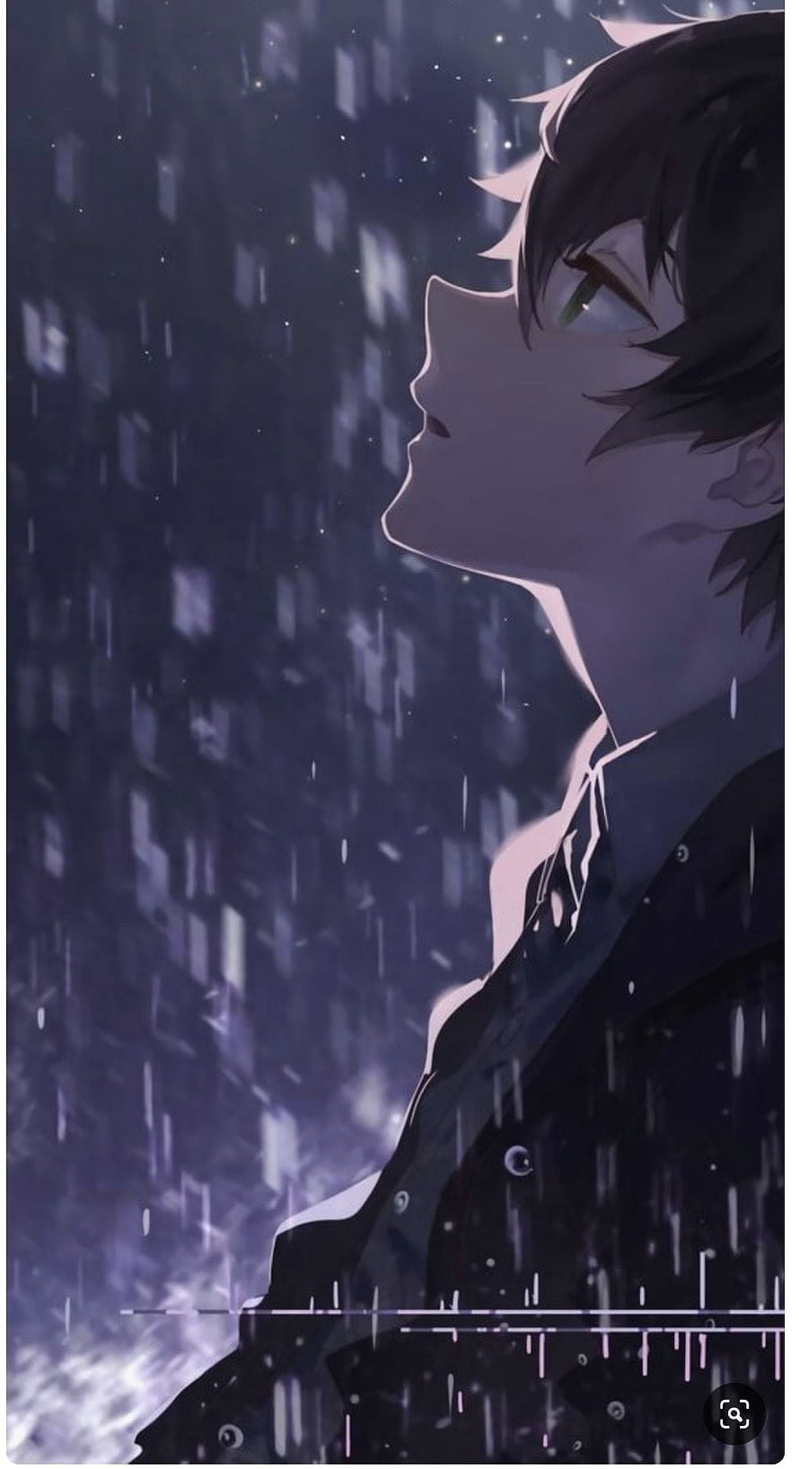 Anime Boy Looking Up In The Rain At Night HD phone wallpaper