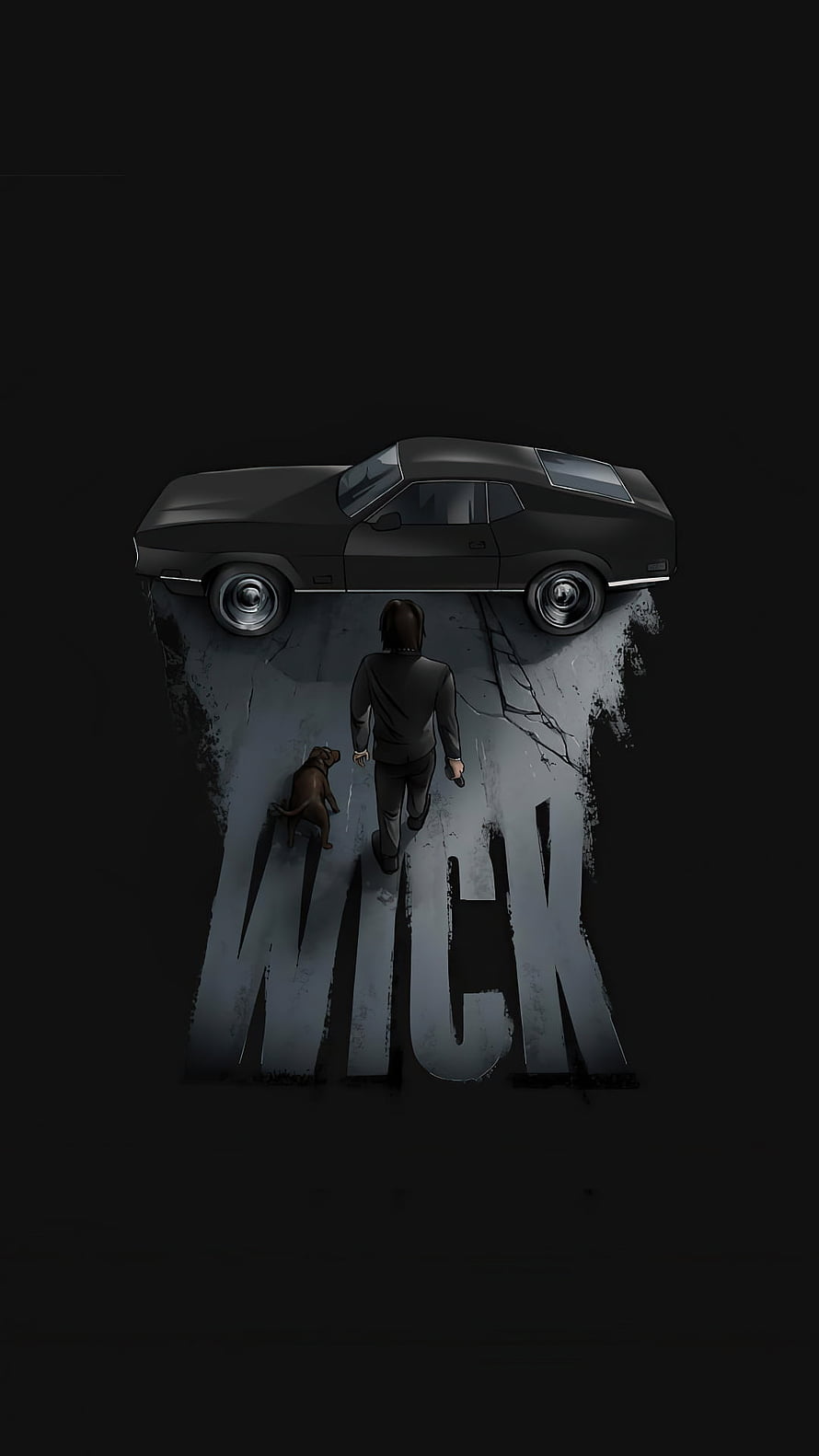 John Wick Walking Away With Dog And Car Minimalist Poster Art HD phone wallpaper